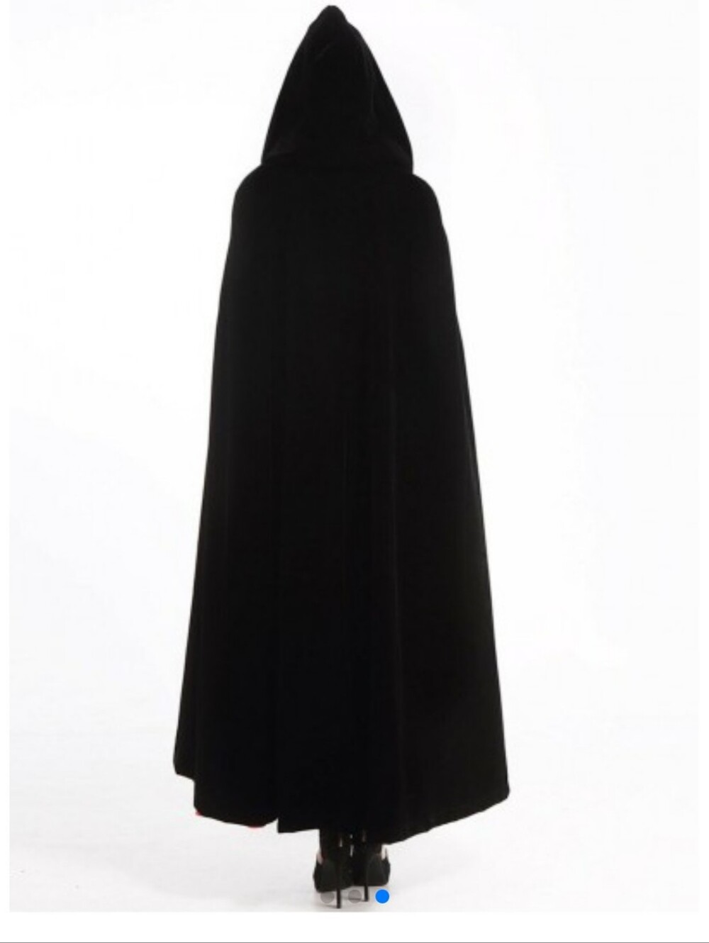 Long Black Gothic Velvet Cape halloween cosplay dressup witchy dark one size - Picture 9 of 11